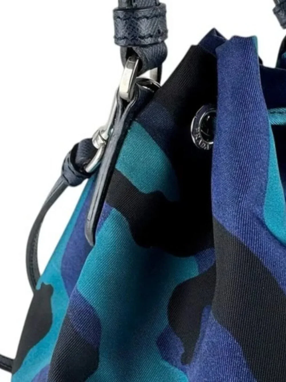 Auth PRADA Handbag Crossbody Shoulder Bag Navy/Black/Blue Nylon/Leather - z9367 - Picture 6 of 13